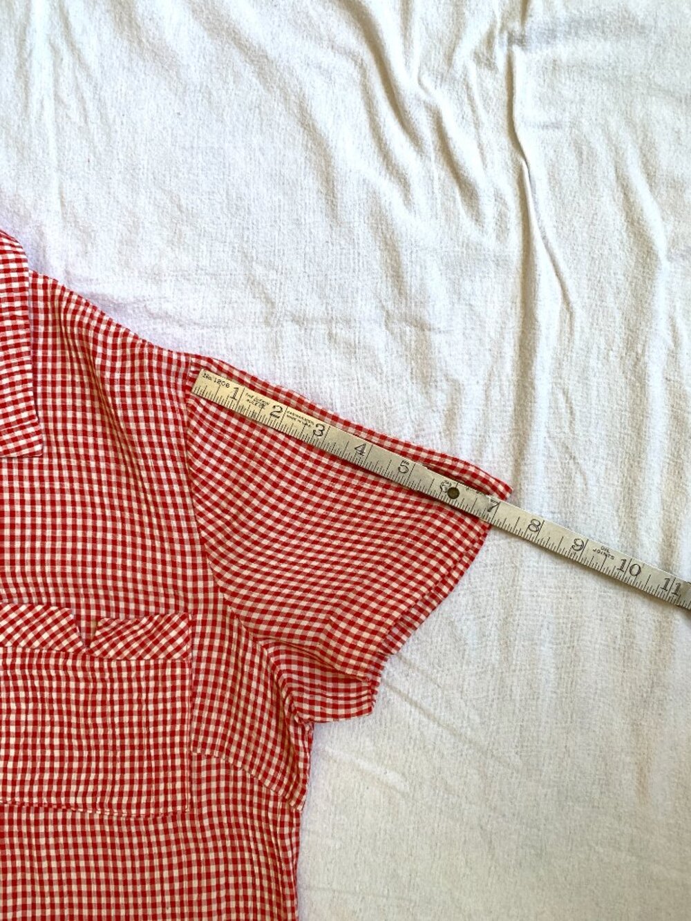 Vintage Talbots Red White Gingham Button Up Midi Dress 6P Short Sleeve Americana - Picture 10 of 11